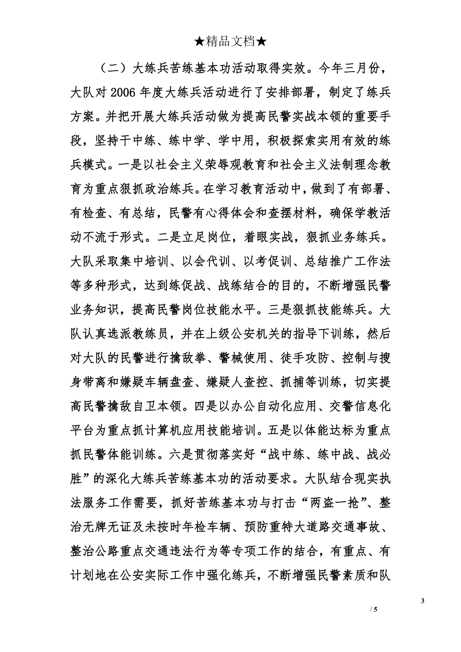 &#215;&#215;年交警大队政治工作总结_第3页