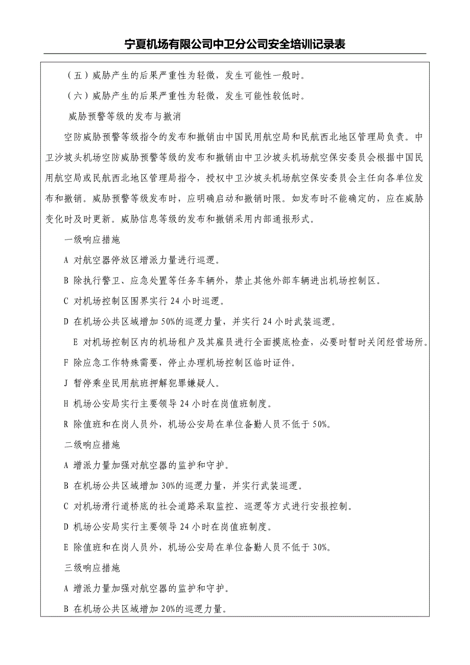 空防安全威胁预警响应规定_第3页