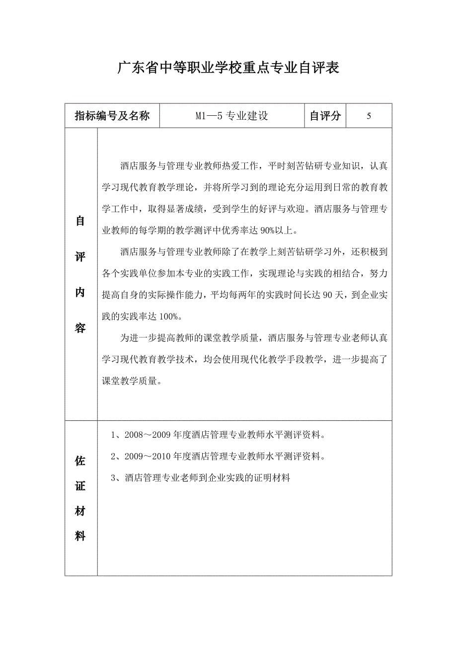 广东省中等职业学校重点专业自评表_第5页