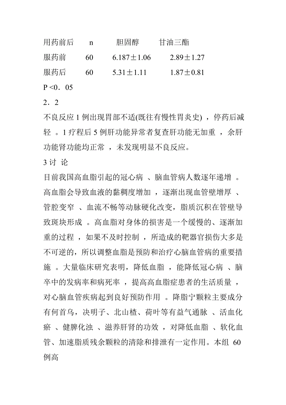 降脂宁颗粒治疗高血脂症疗效观察_第3页