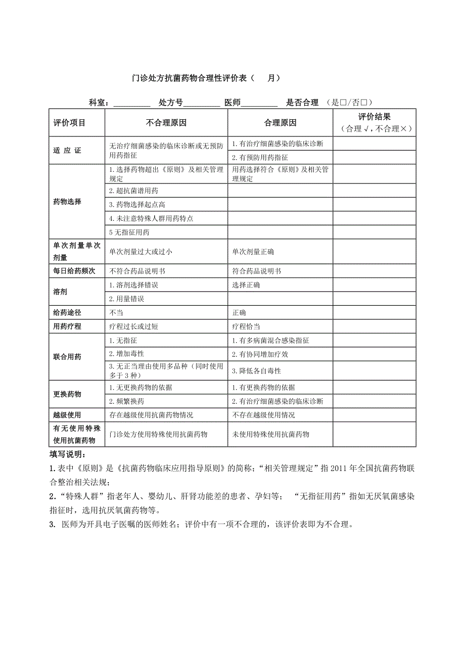 手术病历抗菌药物合理性评价表_第3页