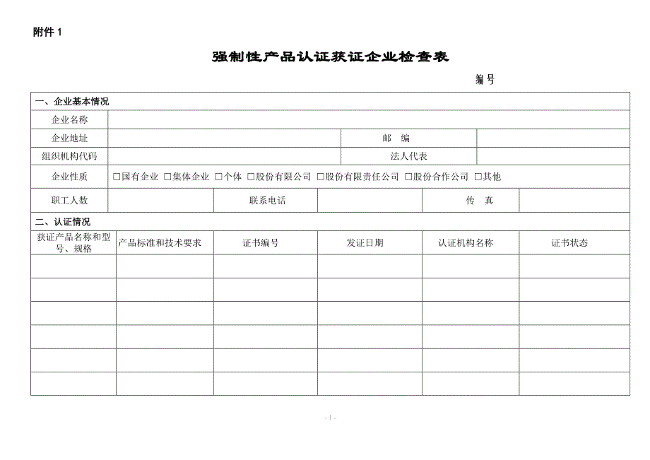 强制性产品认证获证企业检查表_第1页