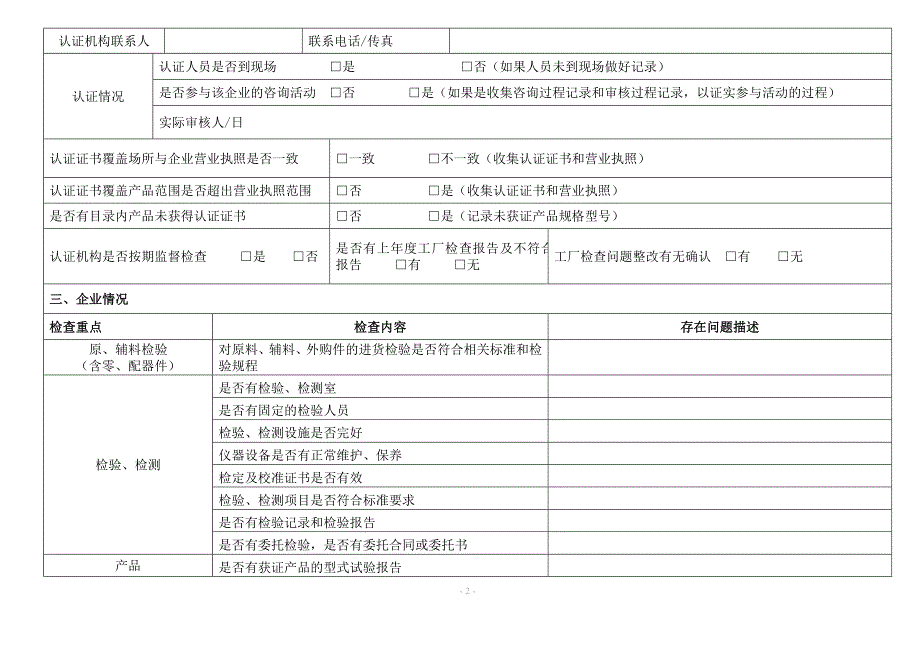 强制性产品认证获证企业检查表_第2页