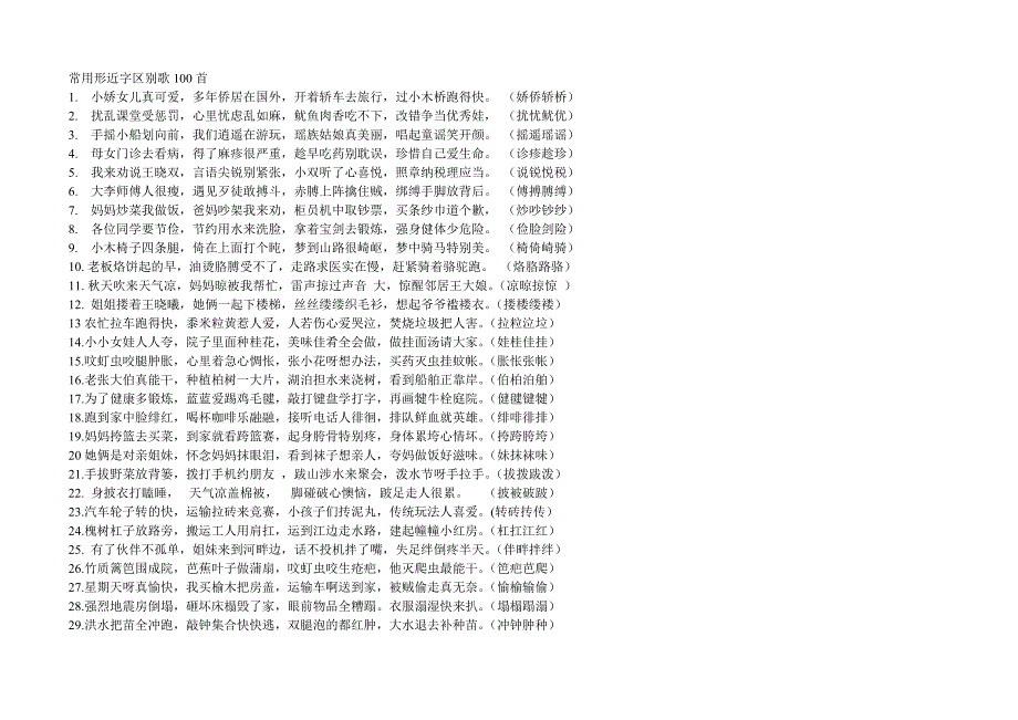 常用形近字区别歌100首_第1页