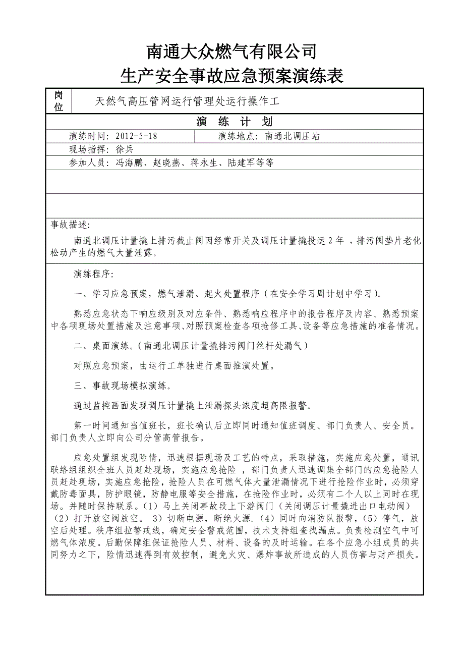 高中压预案演练计划方案_第1页