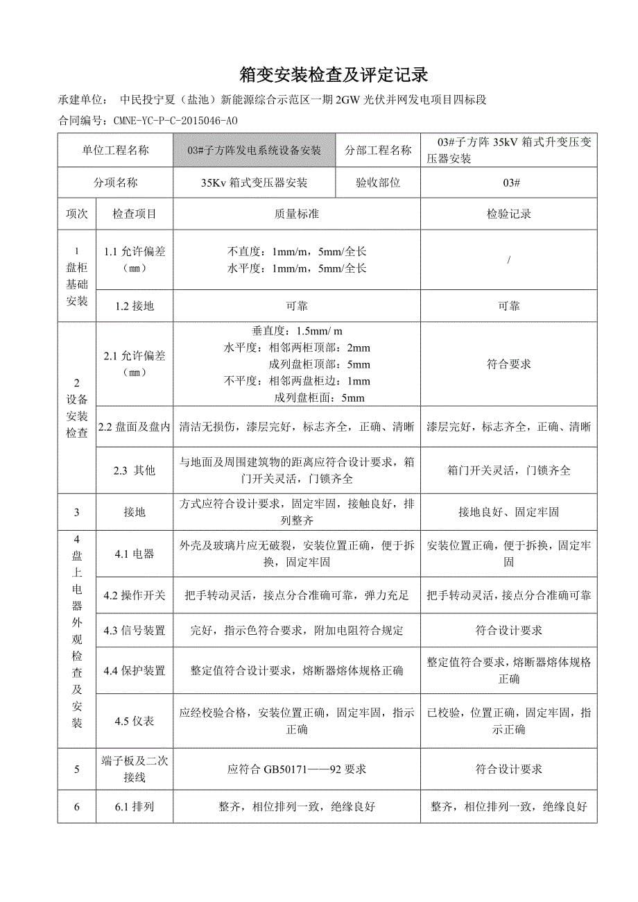 35kv箱变安装检验记录_第5页