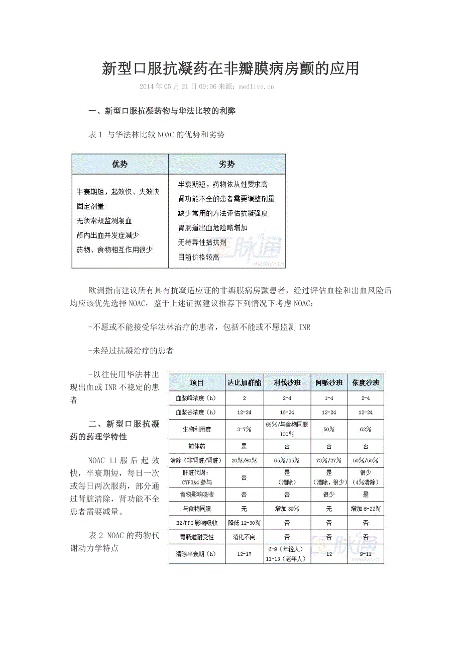 新型口服抗凝药在非瓣膜病房颤的应用_第1页