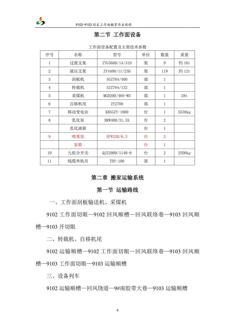 综采工作面搬家作业规程_第4页