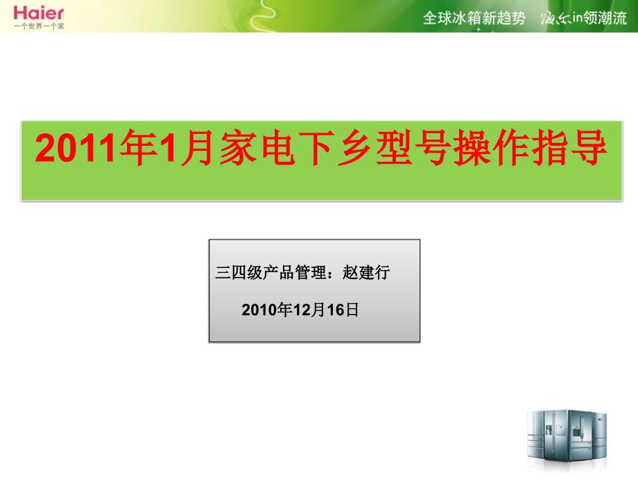 海尔2011年家电下乡型号操作指导_第1页