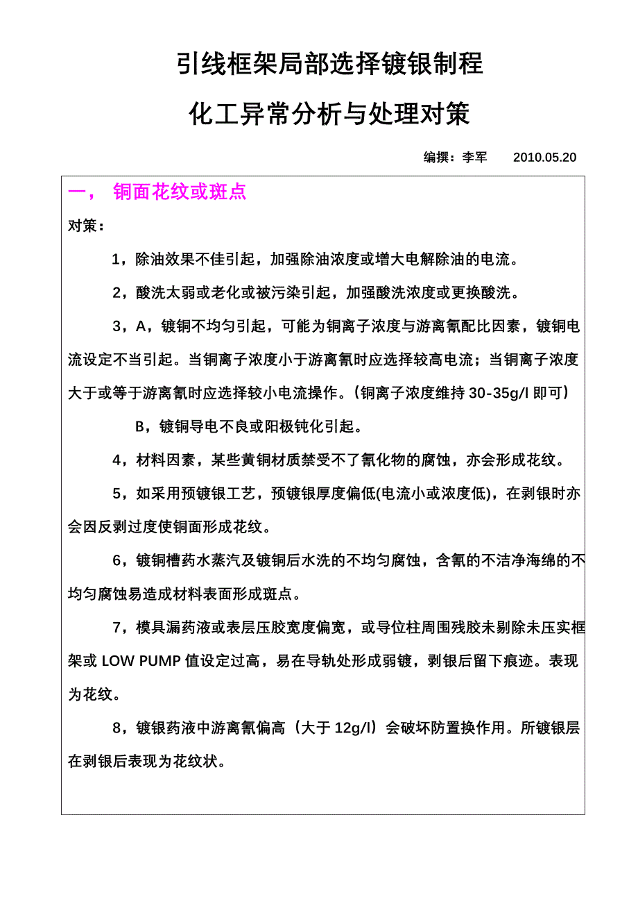 引线框架局部选择镀银制程_第1页