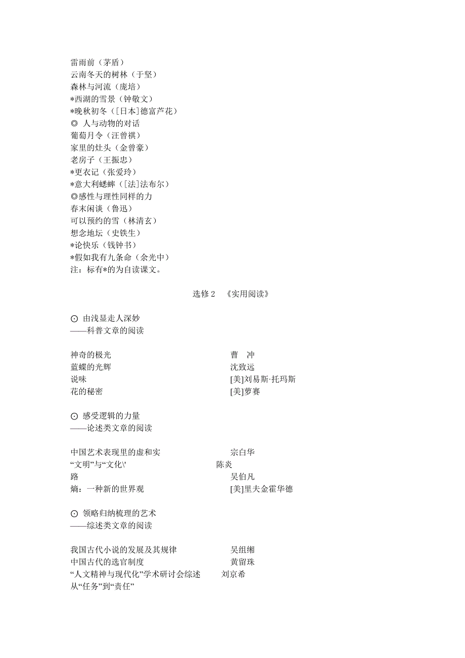 苏教版高中语文选修课本目录_第2页