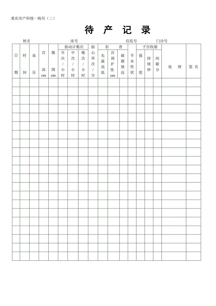 重庆市产科统一病历_第2页