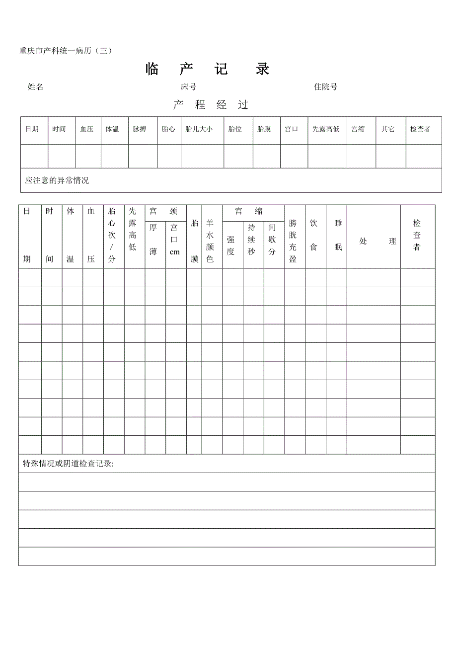 重庆市产科统一病历_第3页