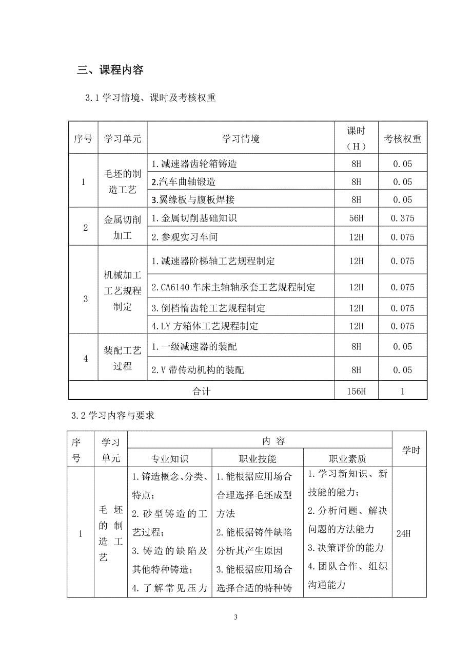 《机械制造工艺基础》课程标准2_第5页