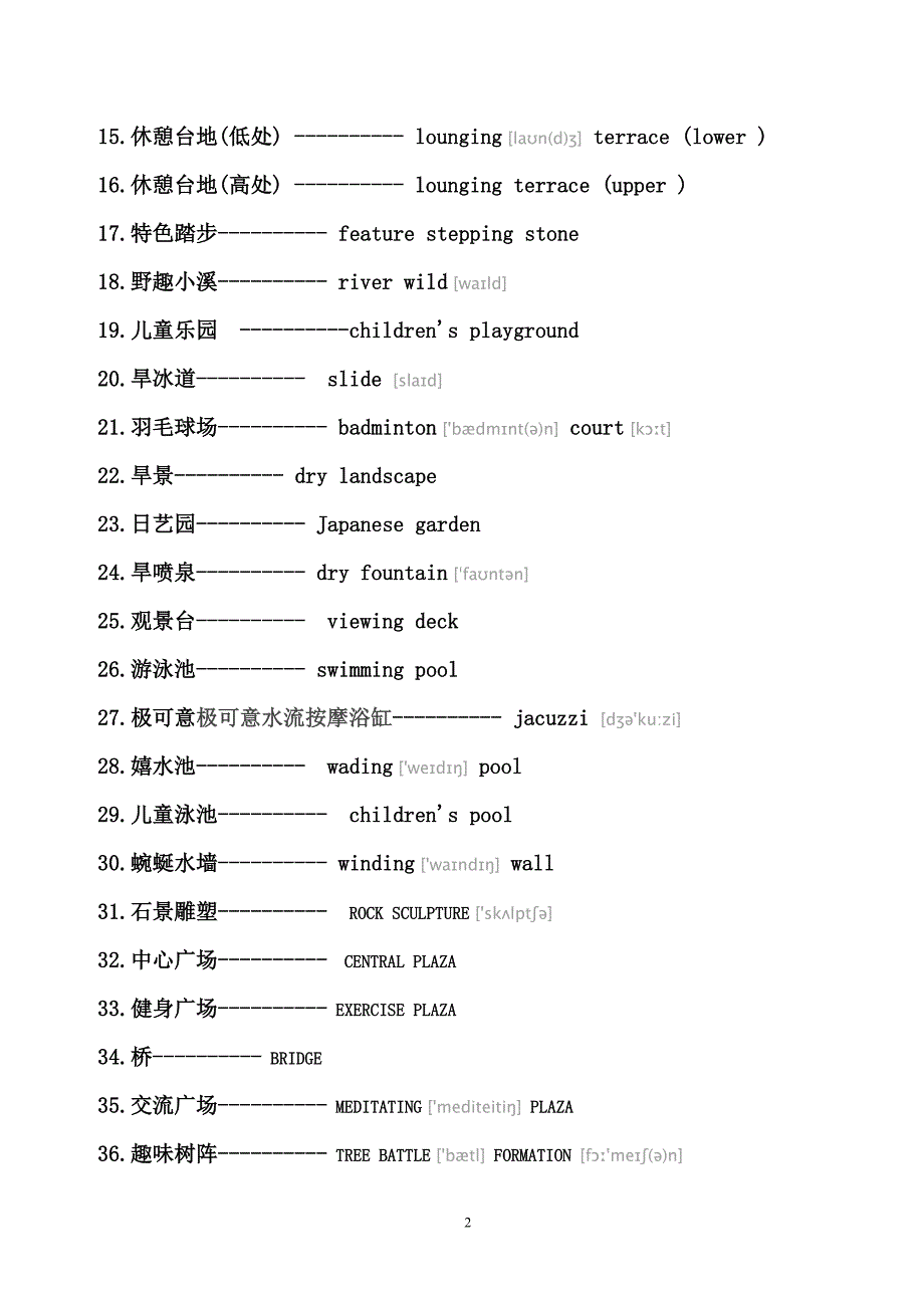 常用景观英语用词(大汇总)_第2页