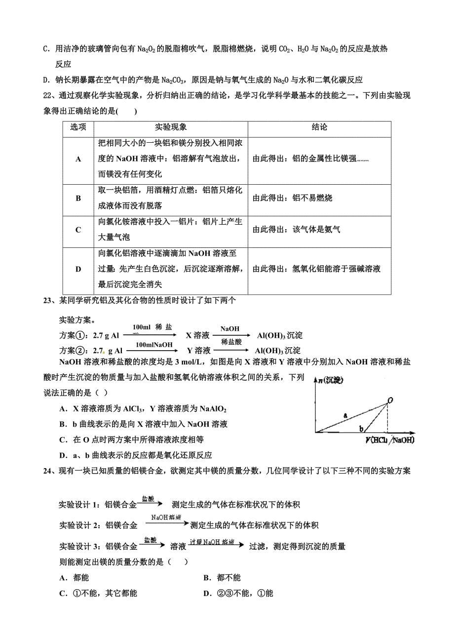 河北省衡水中学2016届高三一调考试化学试题_第5页