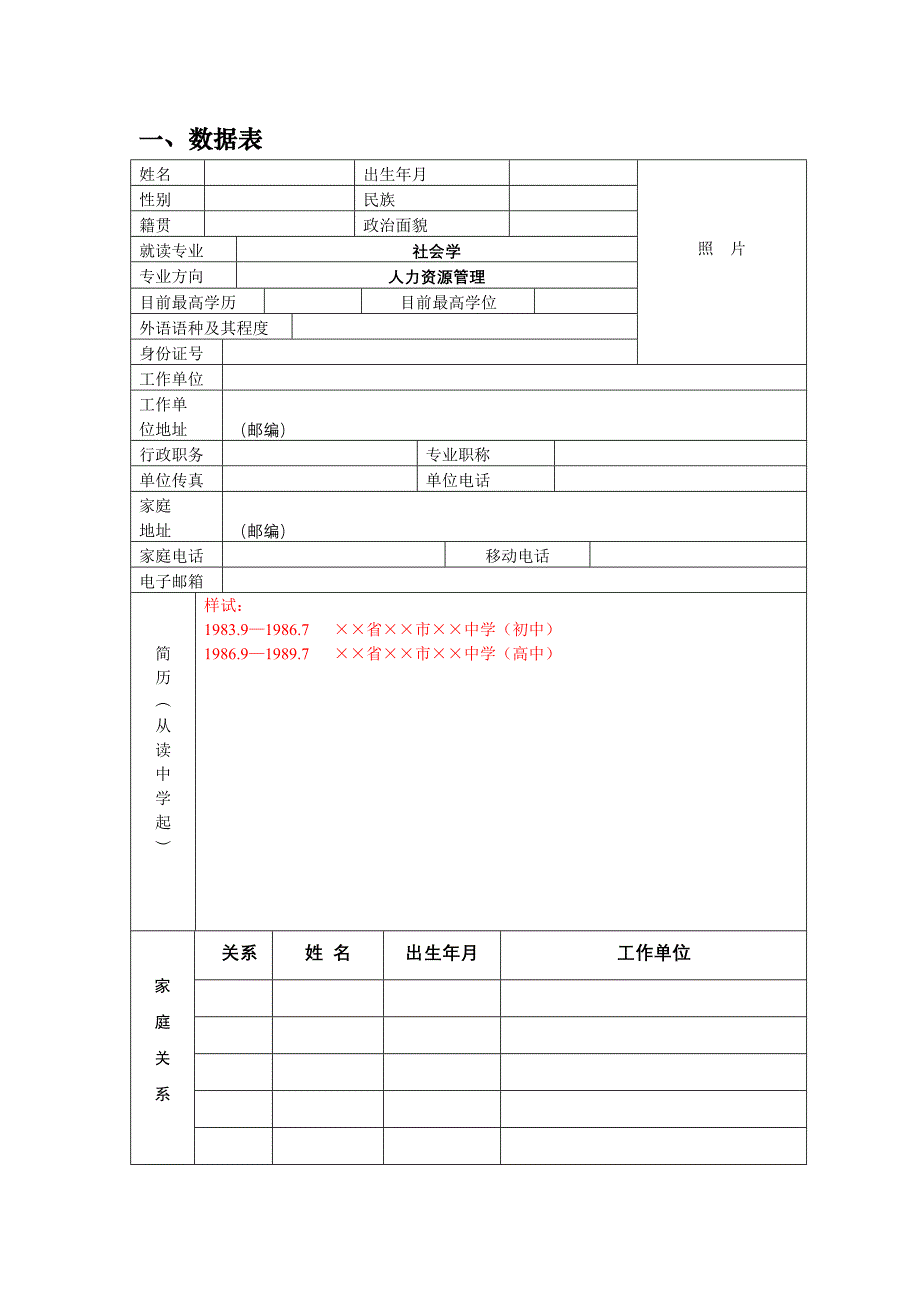 社会学专业(人力资源管理方向)硕士研究生报名表_第3页