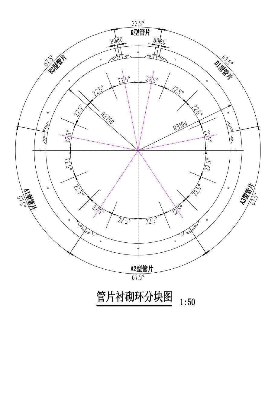 圆形隧道衬砌环分块及布置图_第5页