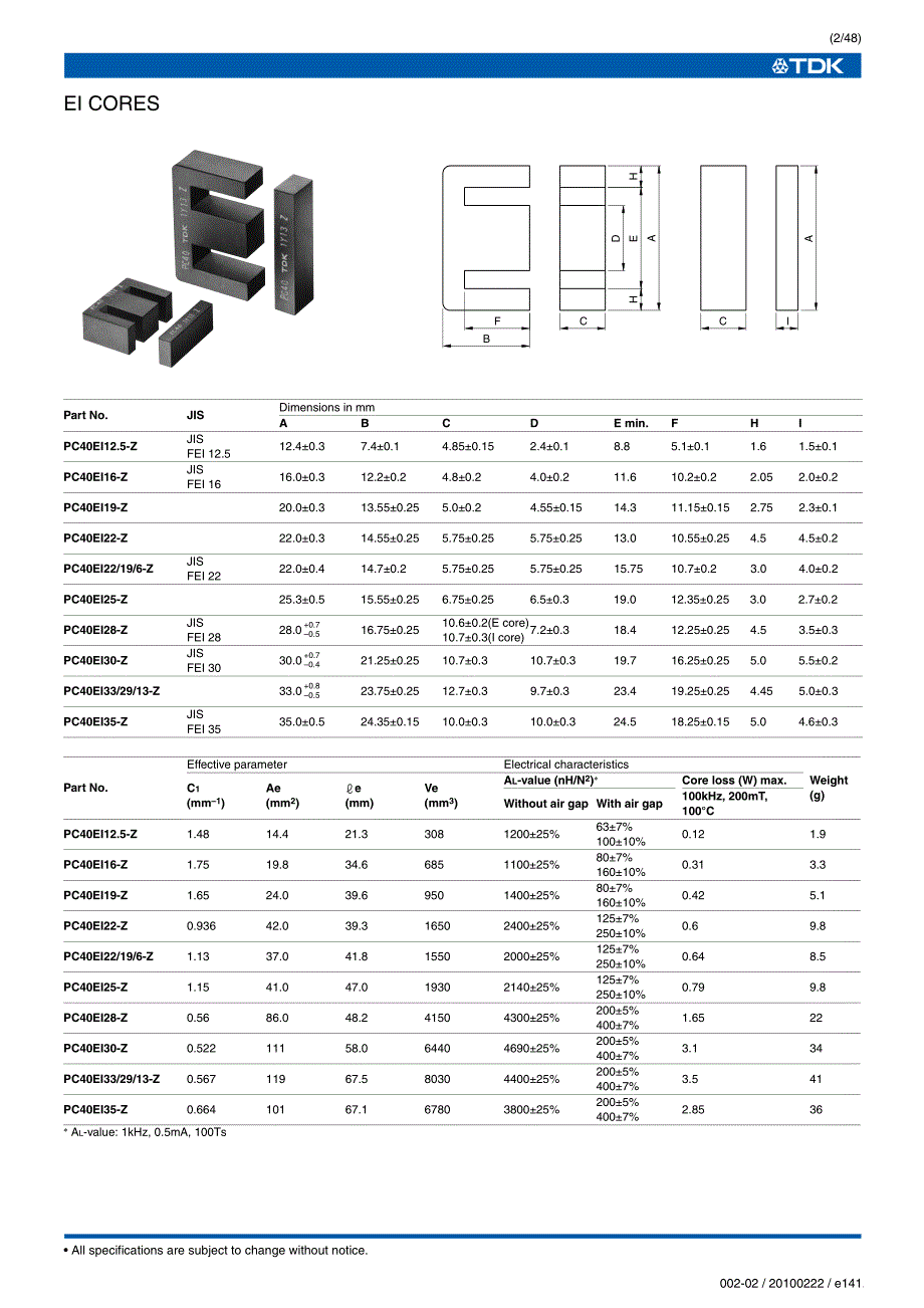 [信息与通信]TDK E型开关电源磁芯_第3页