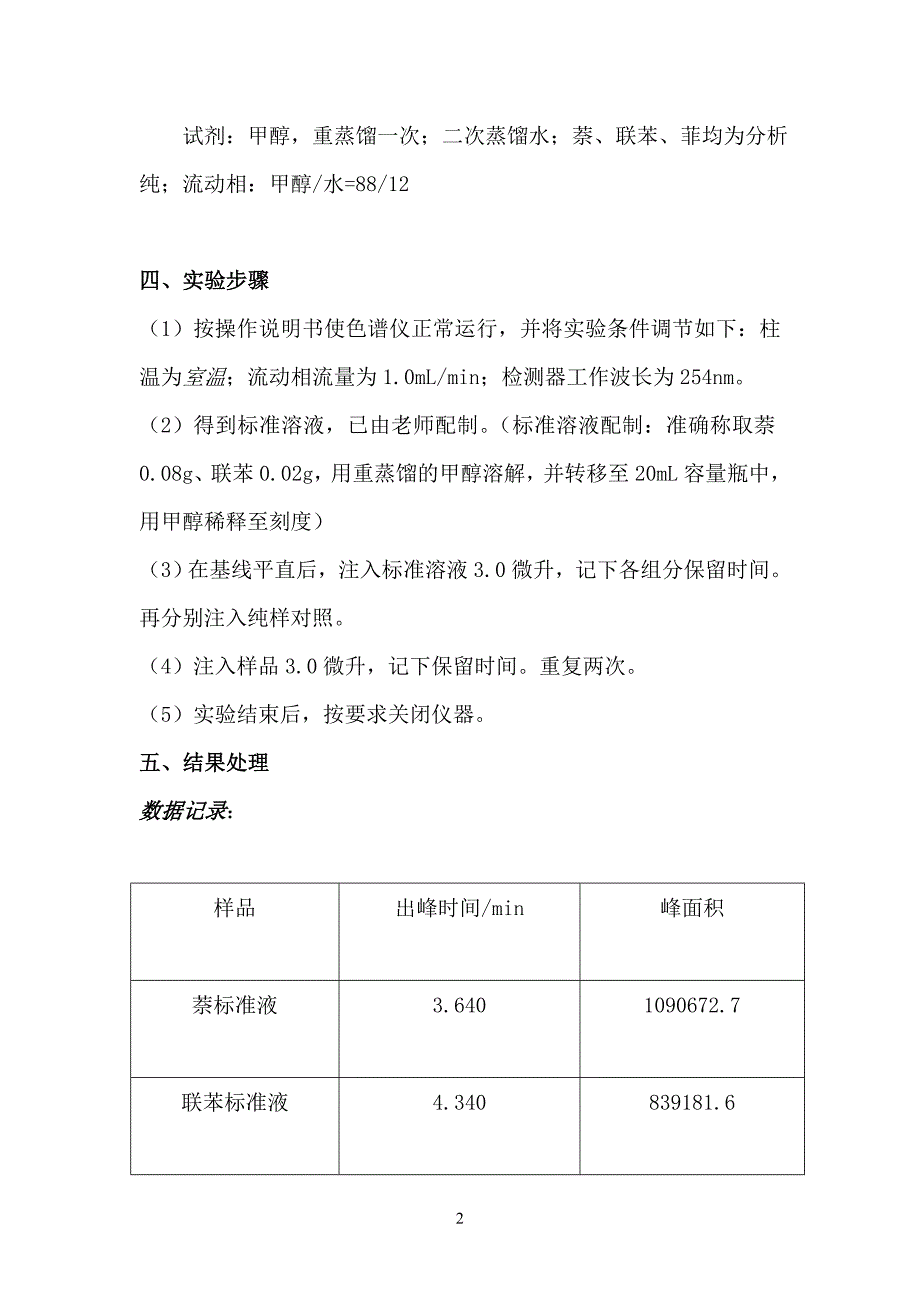 实验8 萘联苯的高效液相色谱分析_第2页