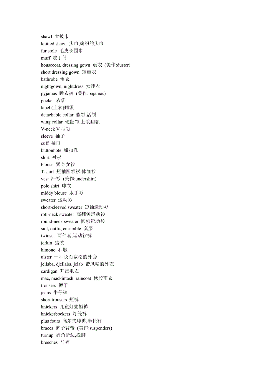 外贸常备英语系列——服装词汇_第2页