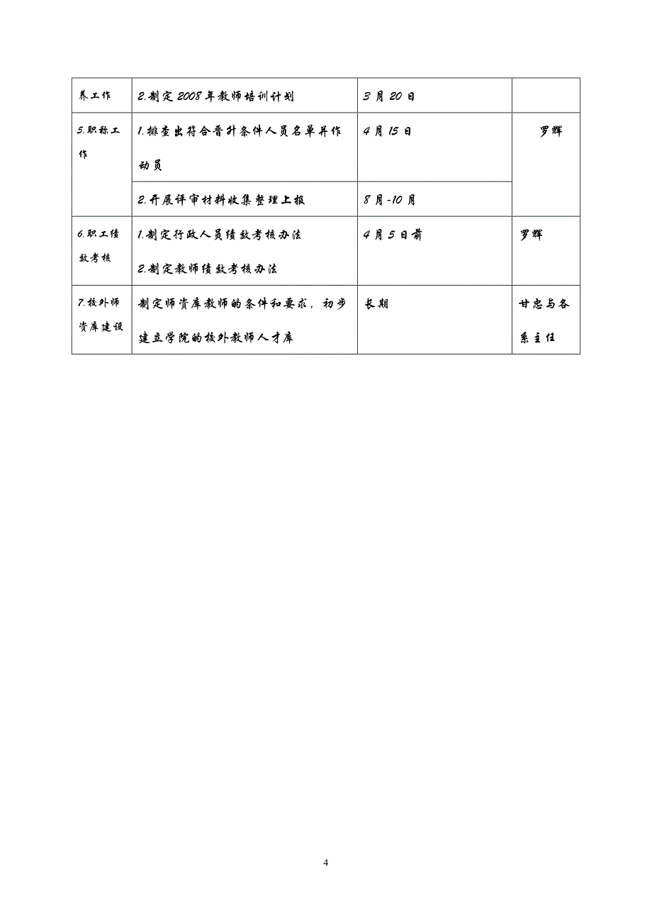 二〇〇八年组织人事处工作计划_第4页