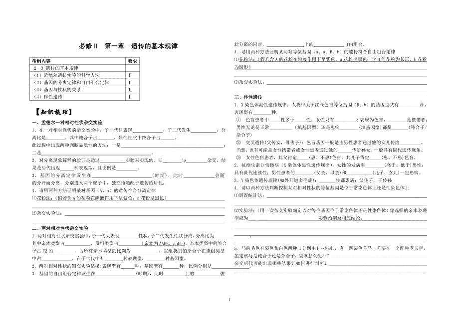 必修ii—第一章及伴性遗传_第1页