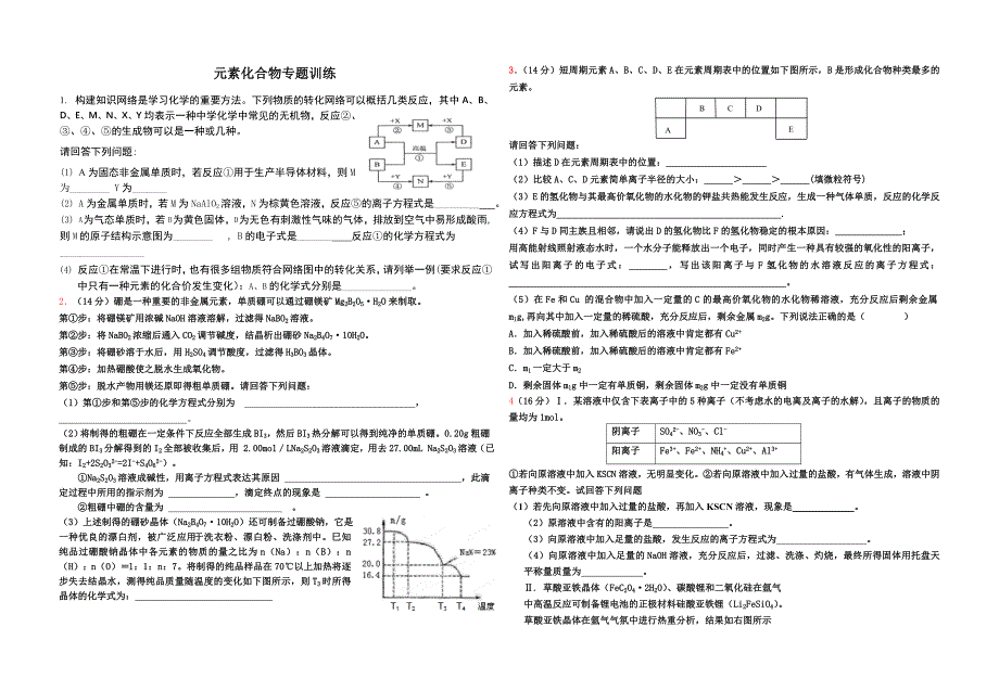 元素化合物专题训练_第1页