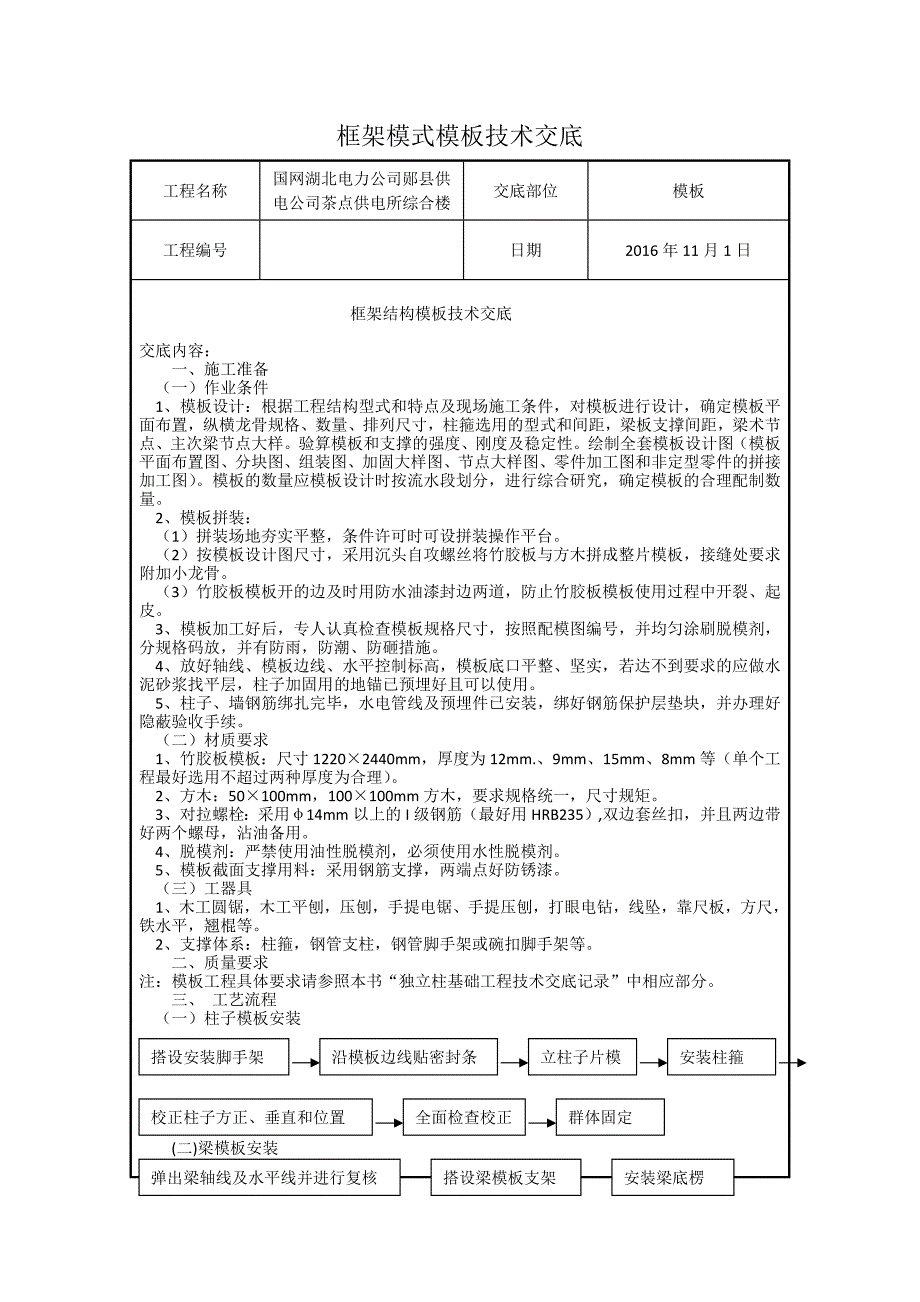 框架模式模板技术交底_第1页