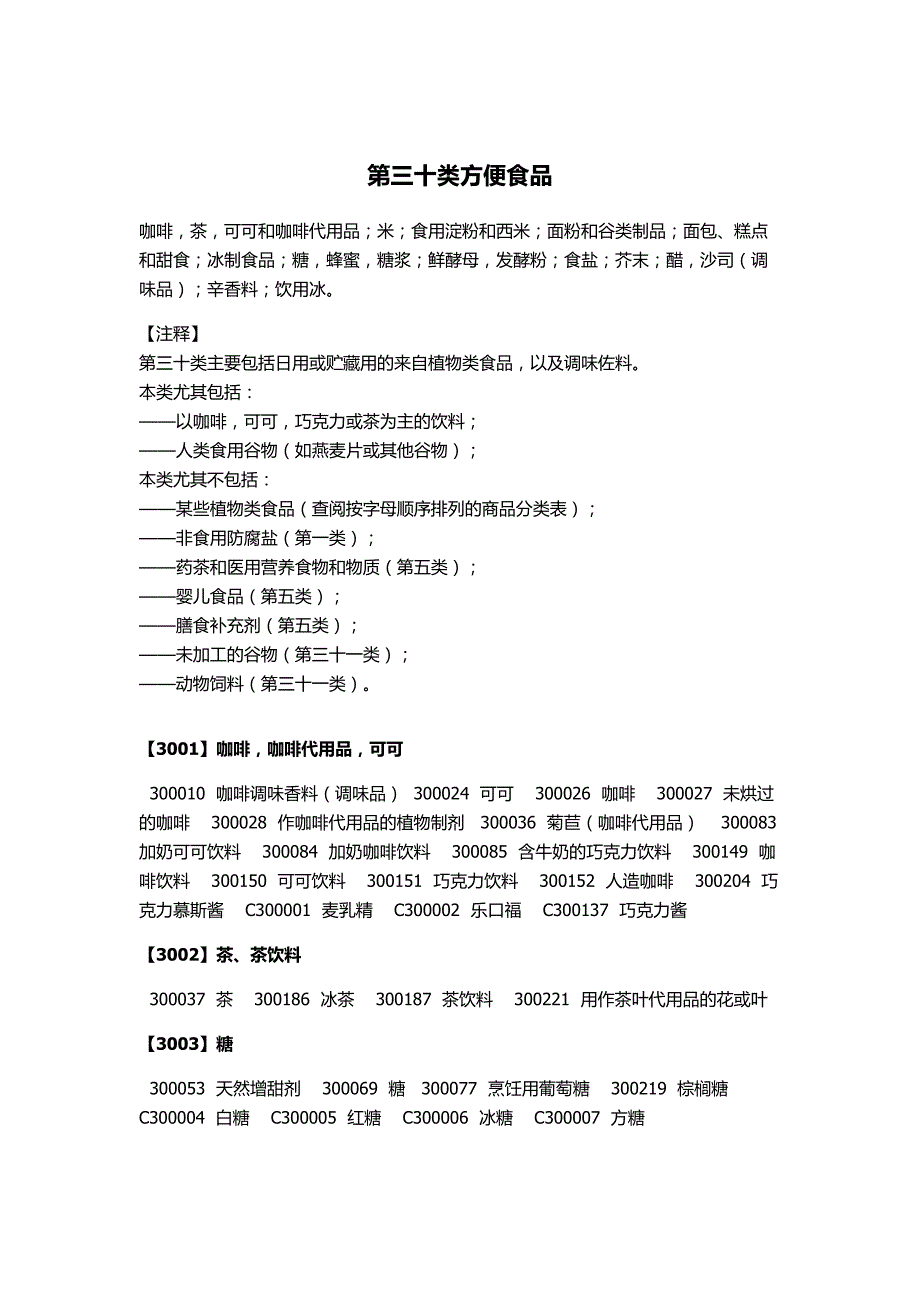 商标类似商品和服务区分表,2014版(和商标局申报系统一致)30类_第1页