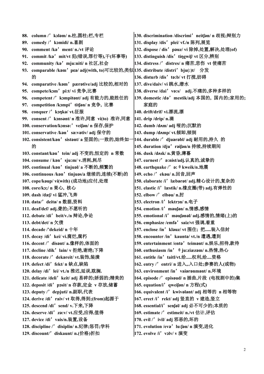 英语四级高频词汇 (2)_第2页