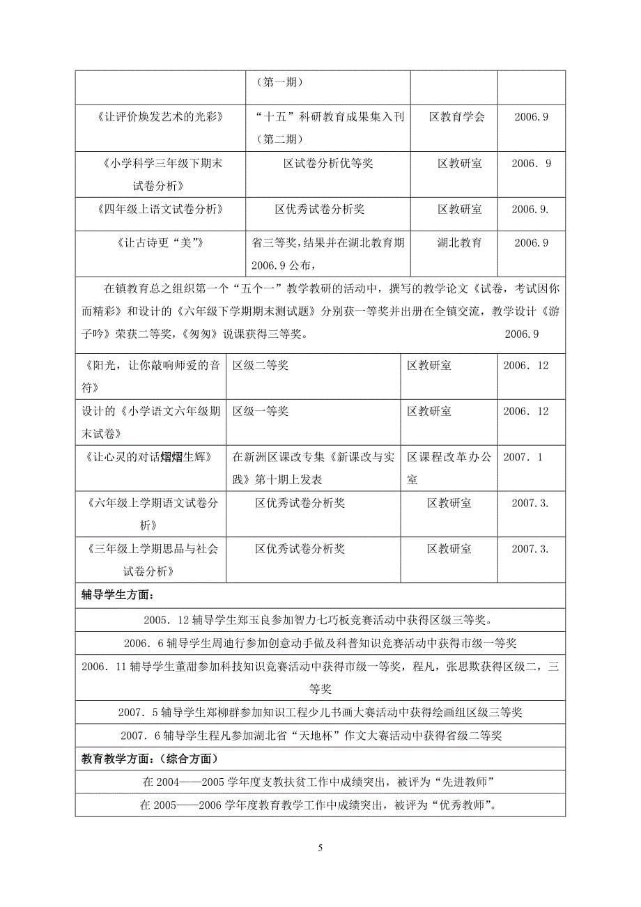 教师职务晋升业务工作总结 新洲区凤凰中心小学_第5页