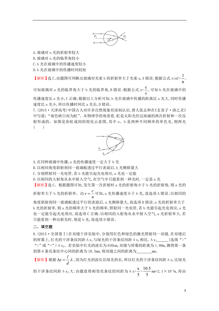 2017-2018学年高中物理 考点16 光学（含2015年高考试题）新人教版_第3页