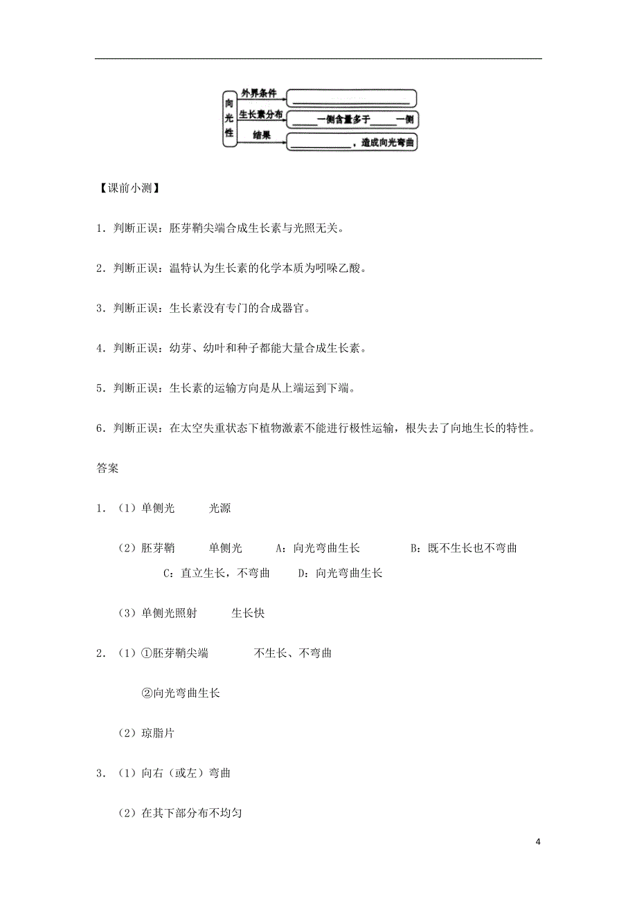 2017-2018年高中生物 每日一题 3.1 植物生长素的发现 新人教版_第4页