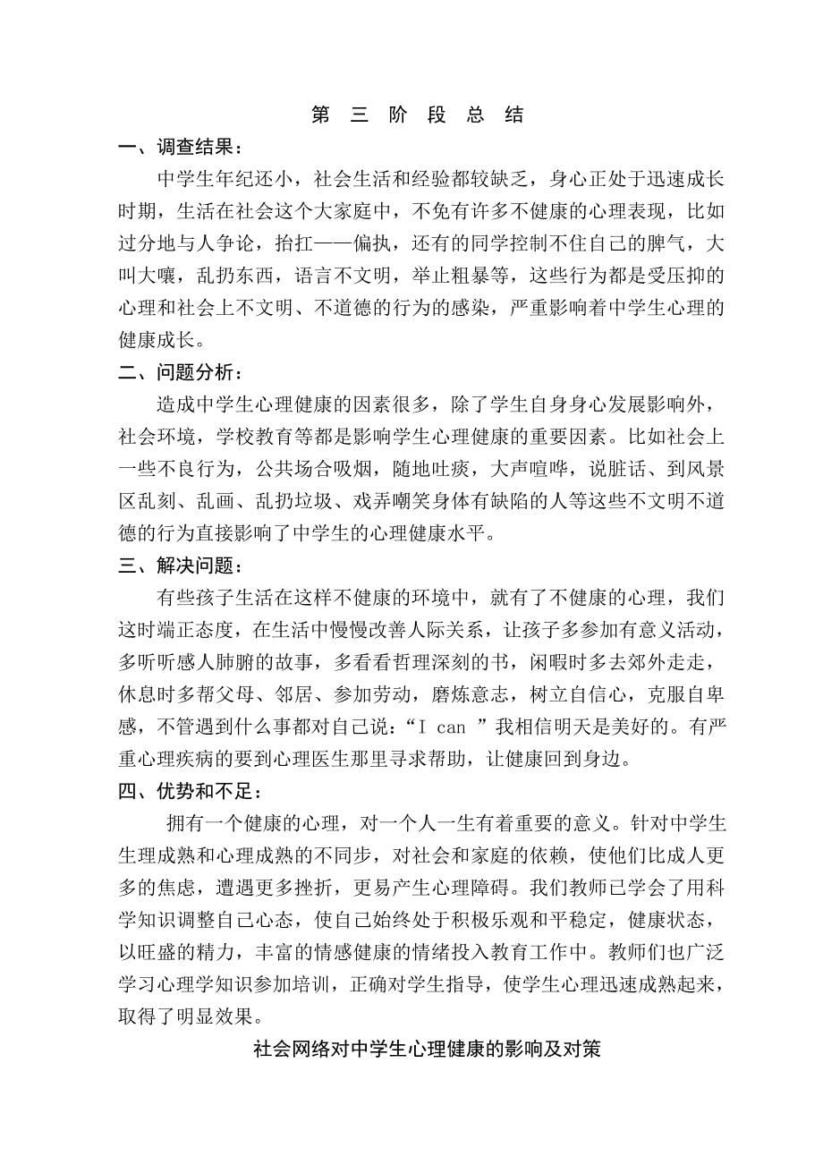 关于社会青年心理健康调查阶段总结_第5页