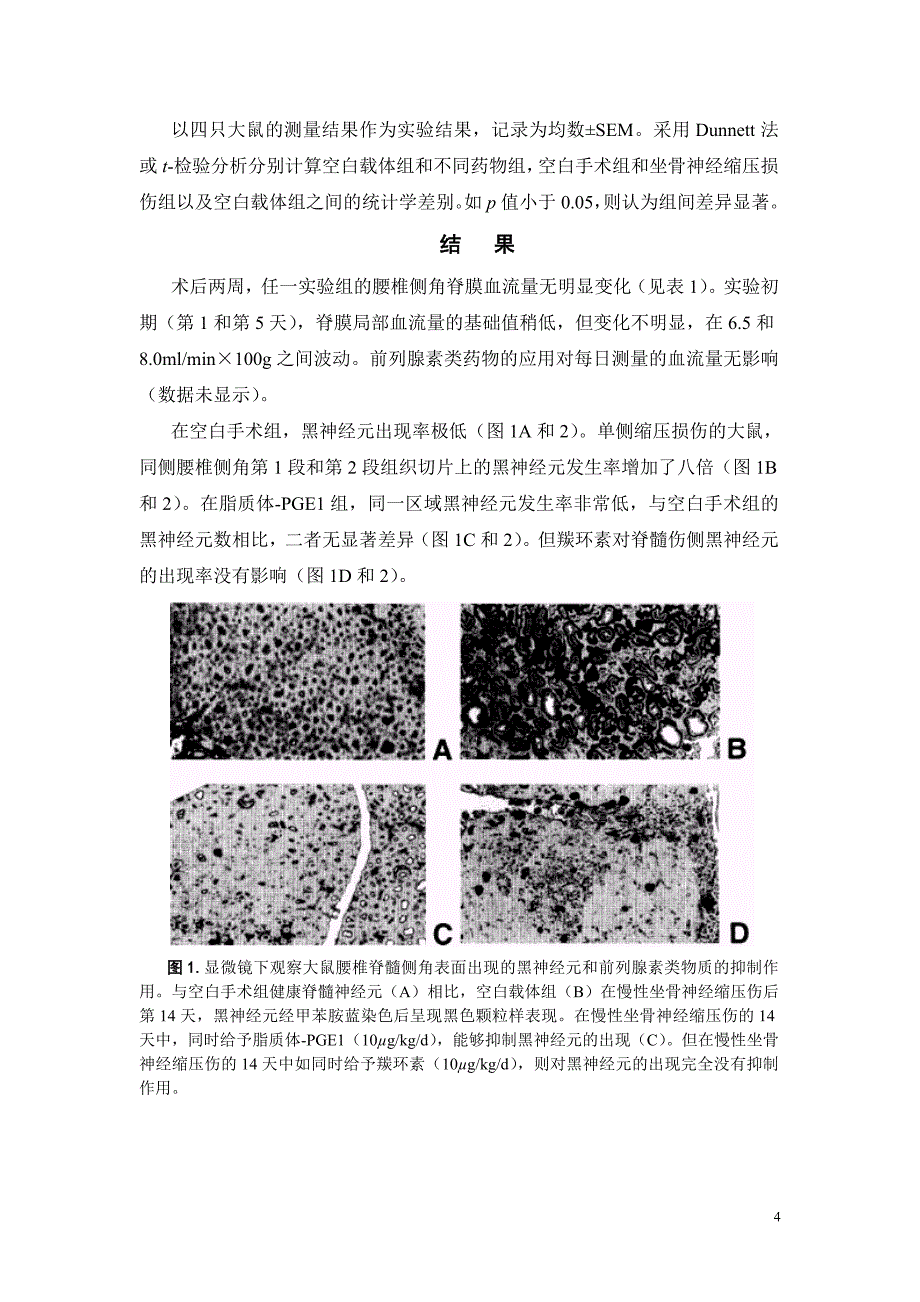 前列腺素e1阻止大鼠脊髓背侧角表面神经细胞凋亡_第4页