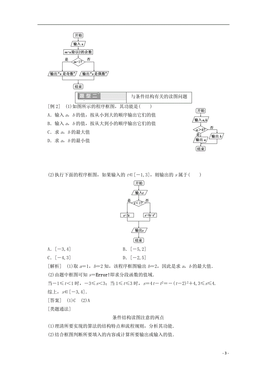 2017-2018年高中数学 第一章 算法初步 1.1.2 程序框图与算法的基本逻辑结构 第二课时 条件结构学案（含解析）新人教a版必修3_第3页