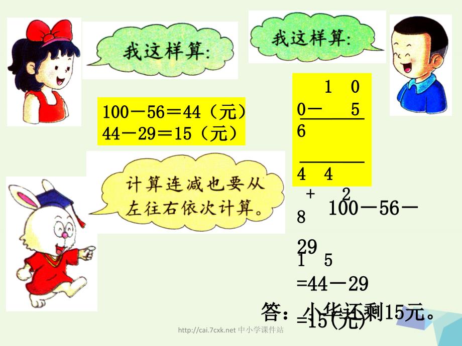 2016年二年级数学上册 2.2 连减教学课件 冀教版_第4页