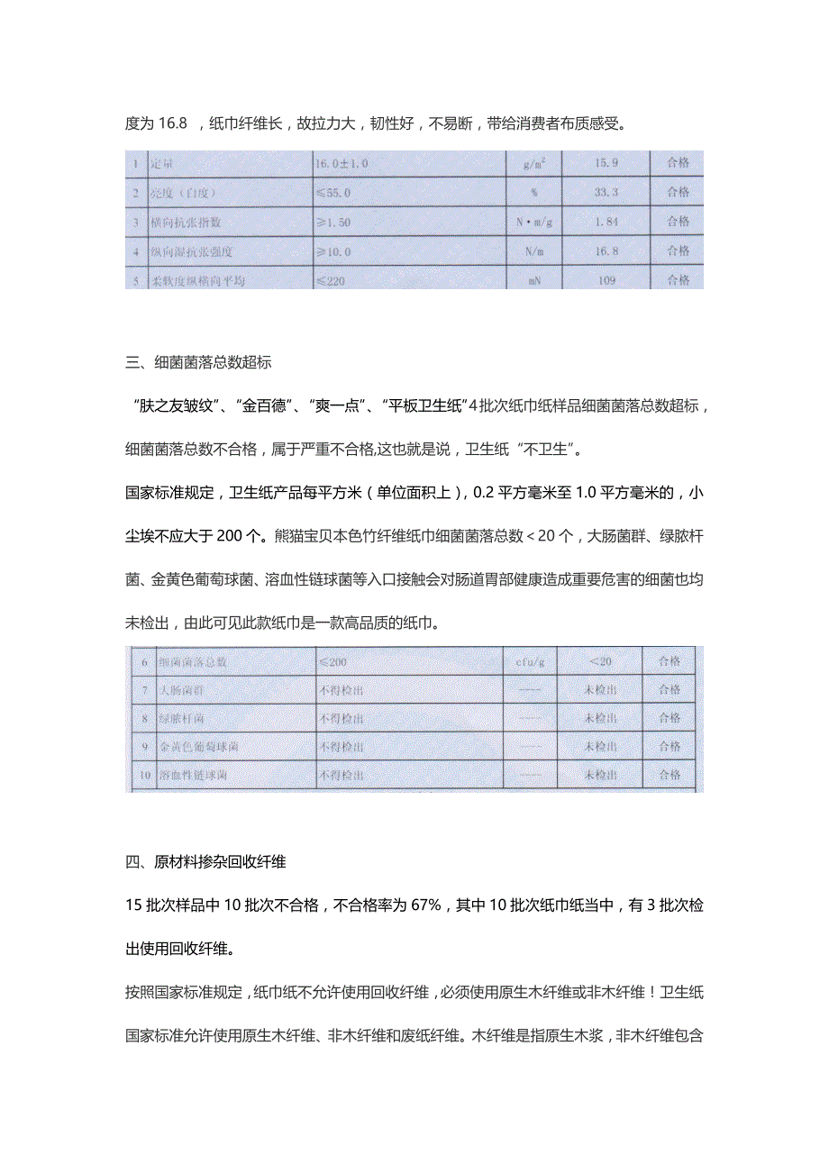 卫生纸不合格率高达67%,熊猫宝贝本色竹纤维纸巾亲身演示好纸巾标准_第2页