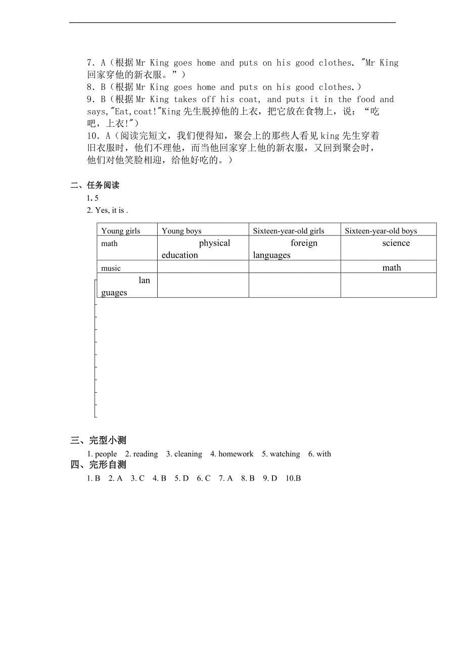 新目标英语七年级（下Review Units 1-6阅读训练_第5页