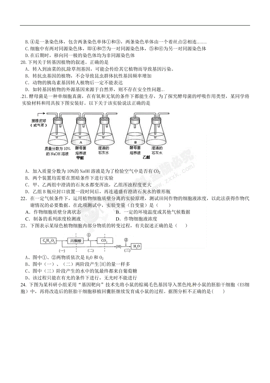 浙江省2012届高三上学期期中考试生物试题_第4页