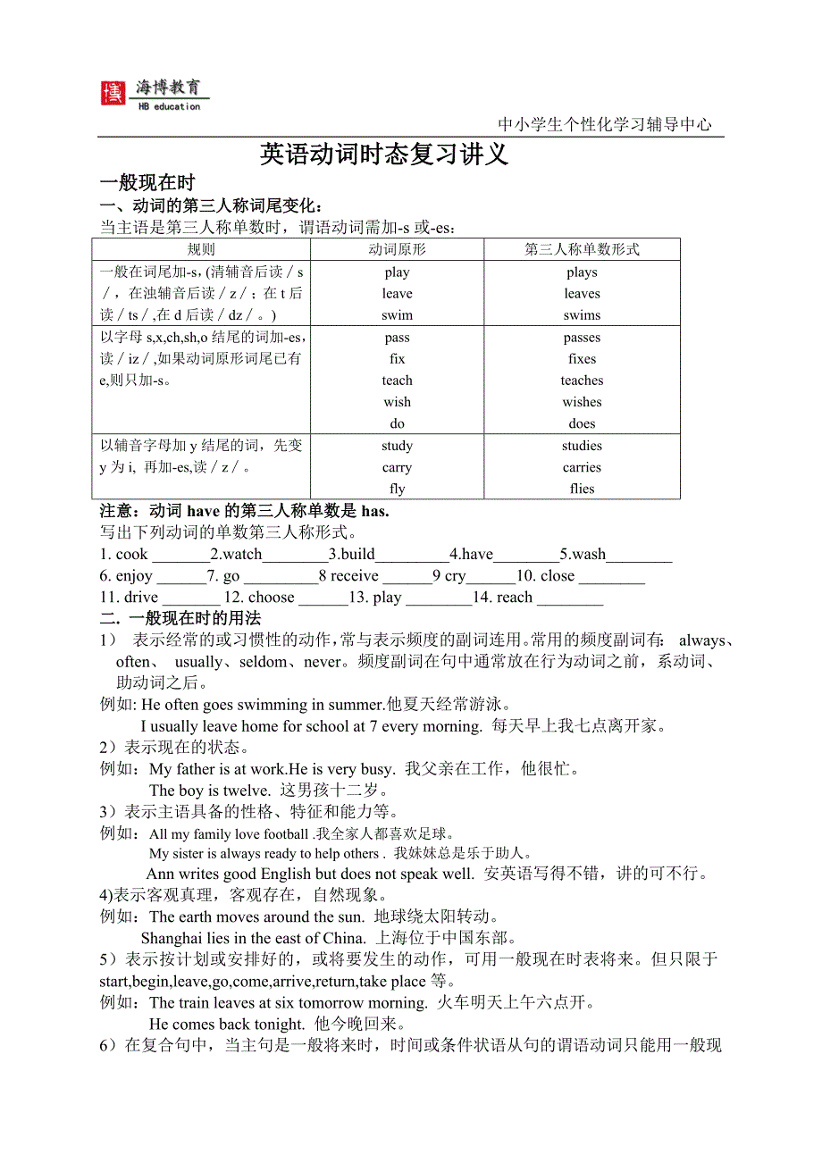 中考英语时态复习总结_第1页