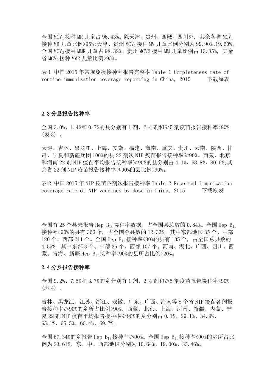 中国2015年国家免疫规划疫苗报告接种率分析_第5页