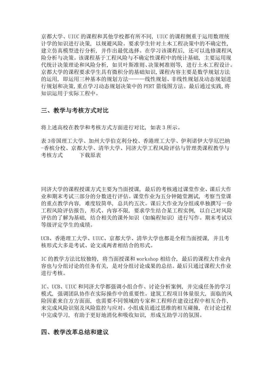 中外土木工程防灾专业工程风险评估与管理课程比较研究_第5页