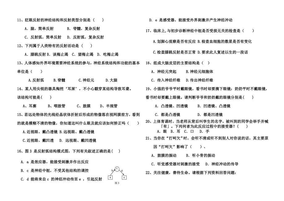 人体生命活动的调节中考复习学生版_第5页