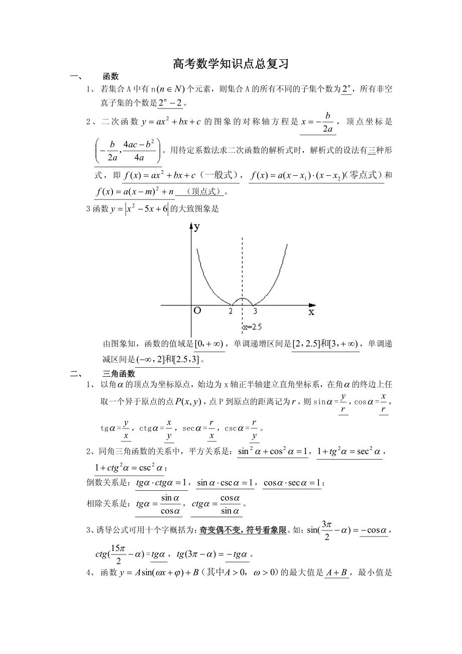 高考数学知识点总复习_第1页