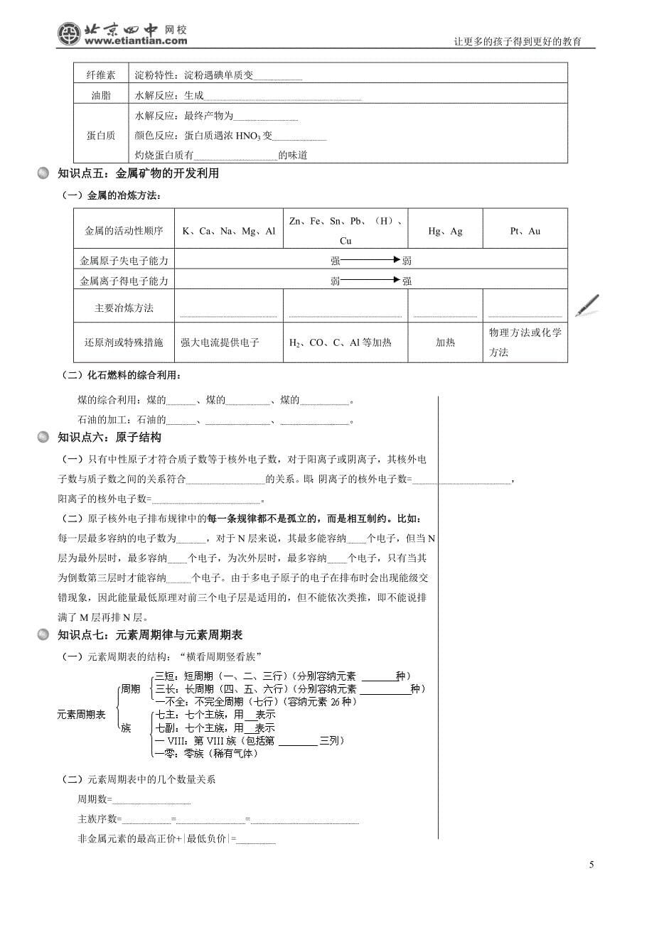 必修二 期末化学总结巩固与测试_第5页