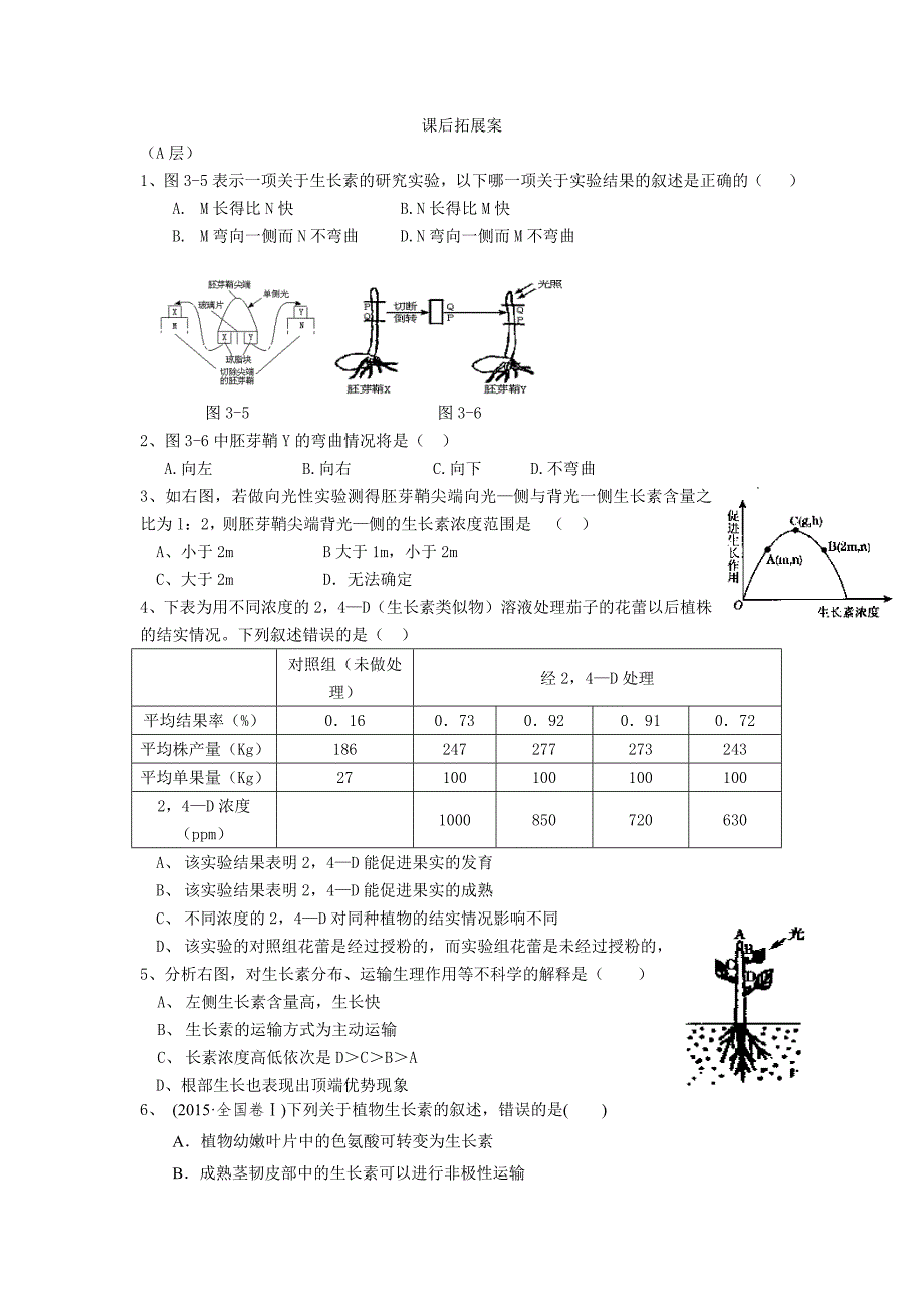 《植 物 的 激 素 调 节》练习_第4页