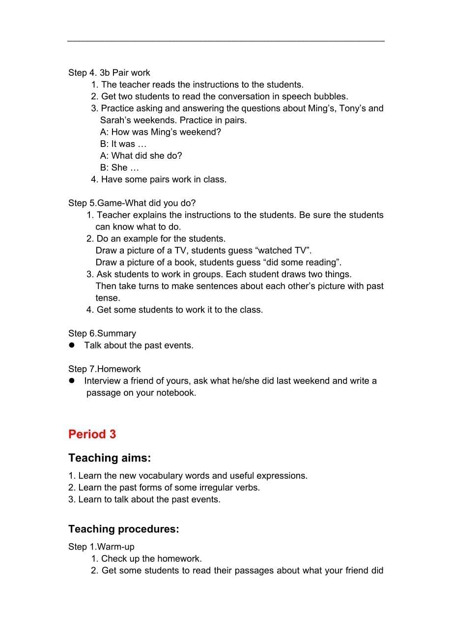 新目标七年级下英语英文版全套教案Unit 9_第5页