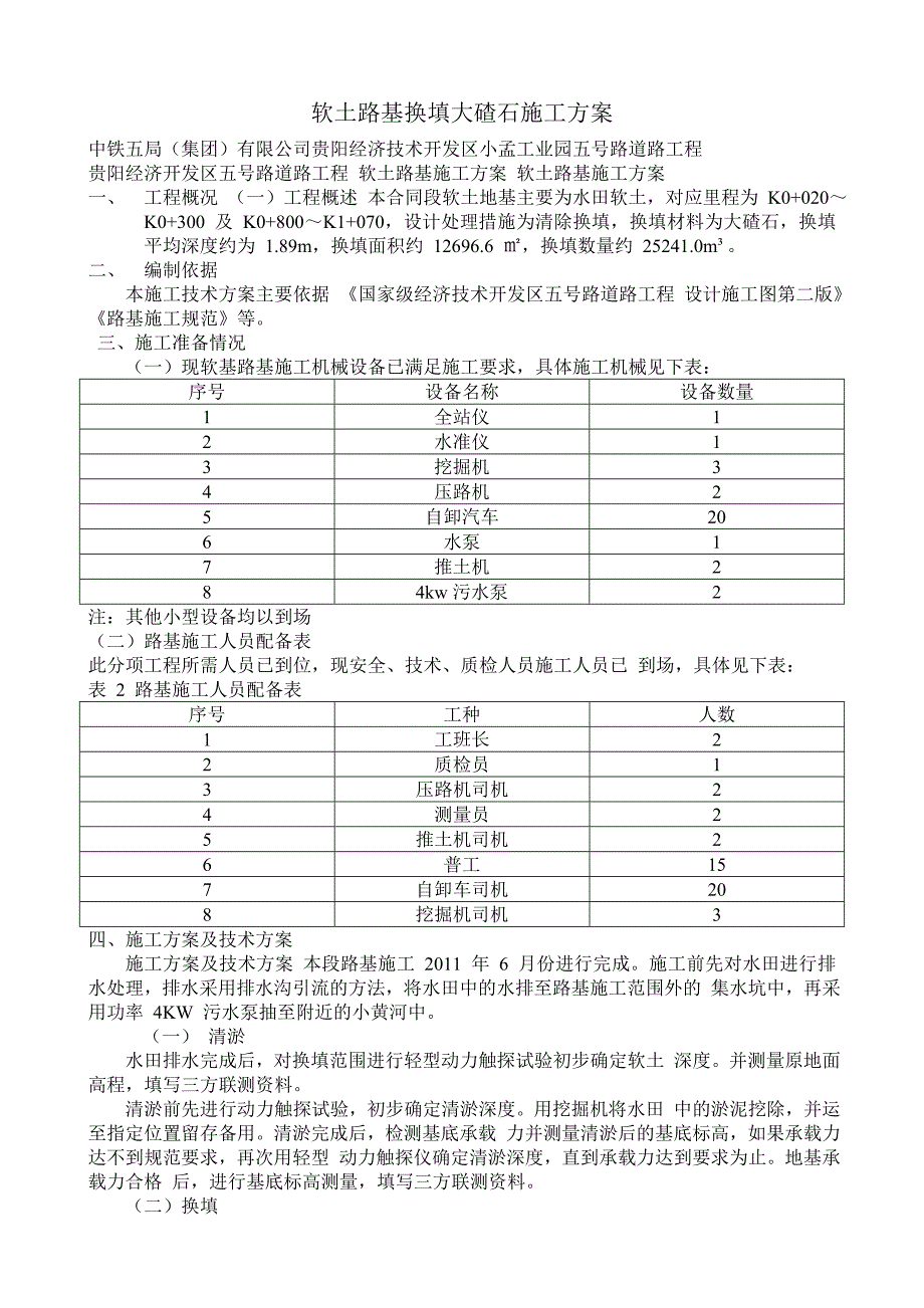 软土路基换填大碴石施工方案_第1页